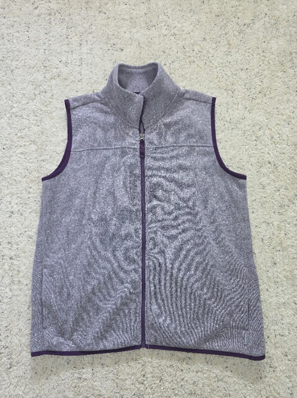 Eddie Bauer L Lavender Heather Full-Zip Fleece Vest